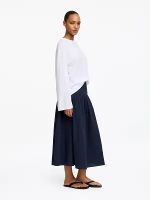 Jupe midi en seersucker - Bleu foncé — photo 2