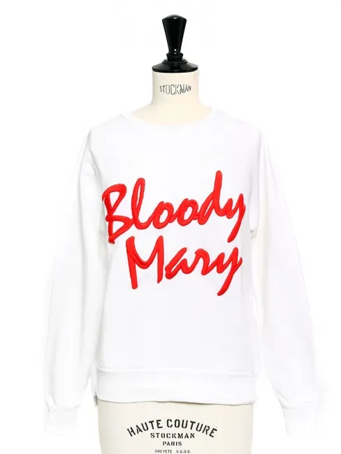 Sweatshirt BLOODY MARY blanc brodé rouge NEUF Prix boutique $268 Taille 34