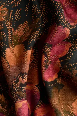 Pantalon en viscose avec bandes latérales - Noir/fleuri — photo 4