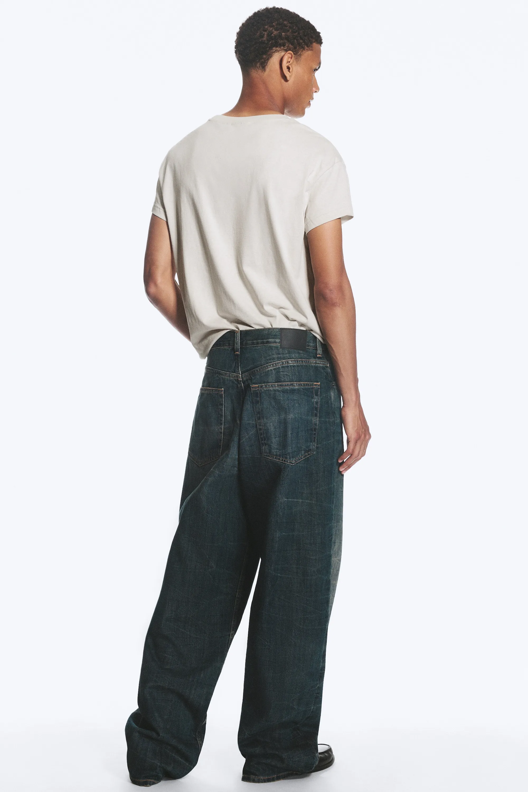 Jean baggy ample taille mi-haute unisexe Astro - Marina Blue - Bleu foncé