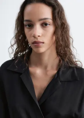 Chemise cache-cœur à manches courtes - Noir — photo 2