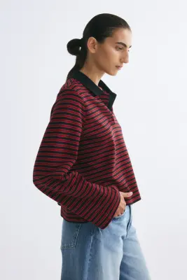 Polo en coton - Bleu marine/rayé — photo 3