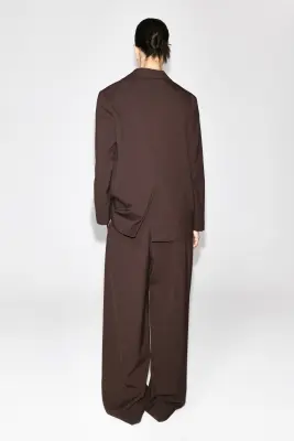 BLAZER EN SERGÉ À BOUTONNAGE SIMPLE - BRUN FONCÉ — photo 4