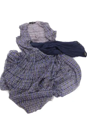 Robe longue sans manche en voile de soie imprimée bleu Prix boutique 1000€ Taille 36 — photo 5
