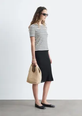 T-shirt côtelé - Blanc/Rayures — photo 4