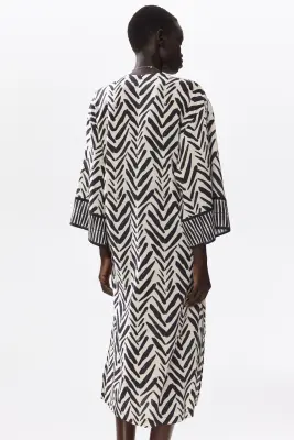 Robe tunique avec ceinture à nouer - Crème/imprimé zèbre — photo 3