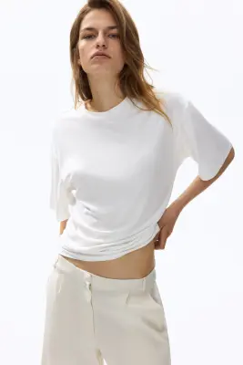 Top en viscose à effet drapé - Crème — photo 2
