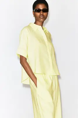 JUPE-CULOTTE EN LIN - JAUNE — photo 2