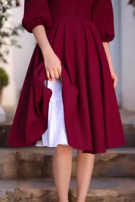 Bardetta Linen Dress - Plum — photo 4