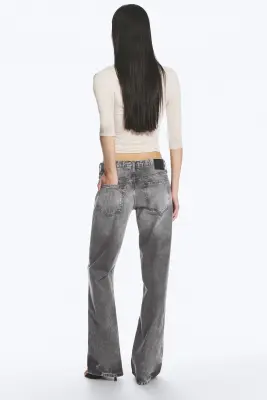 Jean bootcut ample taille basse Aura - Alien Black - Noir délavé — photo 5