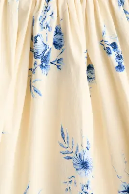 Robe longue en coton - Crème/bleu/fleuri — photo 4