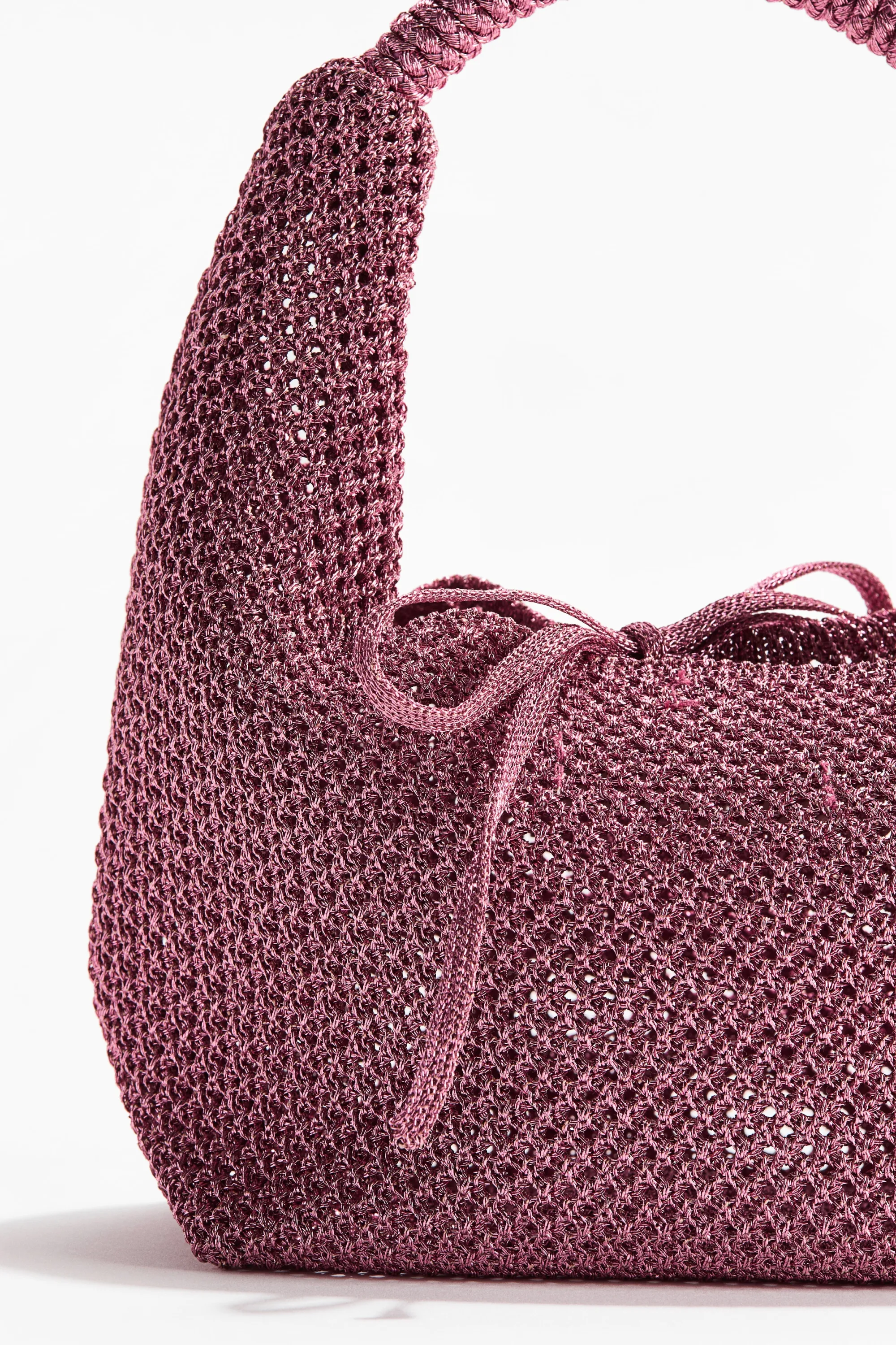 Sac à main scintillant en maille ajourée - Rose ancien