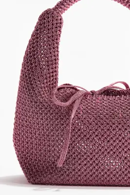 Sac à main scintillant en maille ajourée - Rose ancien — photo 1