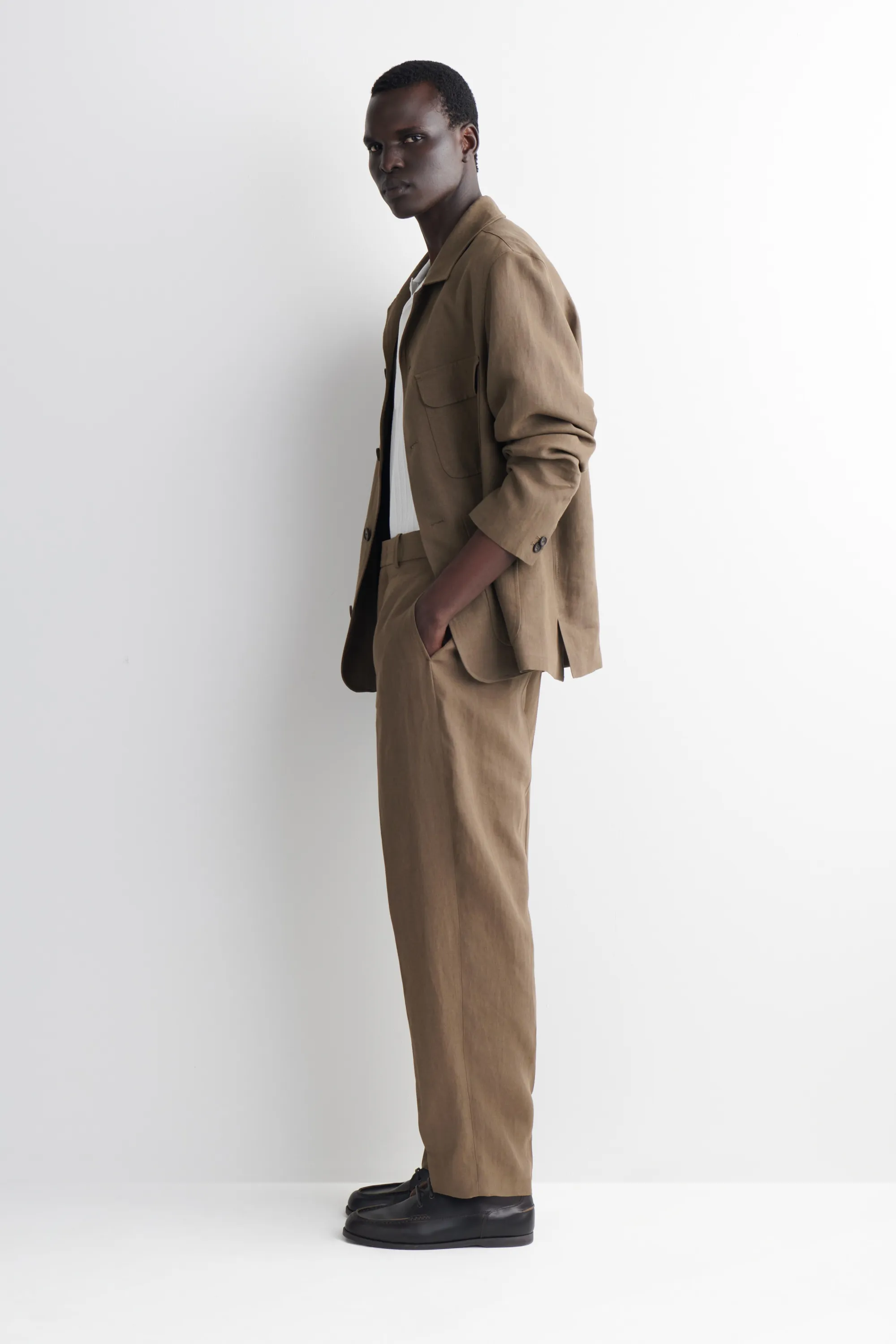 PANTALON FUSEAU DÉCONTRACTÉ EN LIN - SABLE