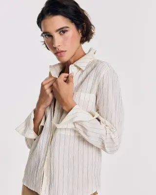 Chemise Jacinthe rayures écru et marine — photo 3