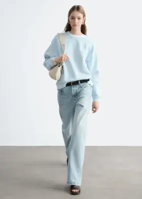 Sweat oversize en jersey de coton - Bleu clair — photo 2