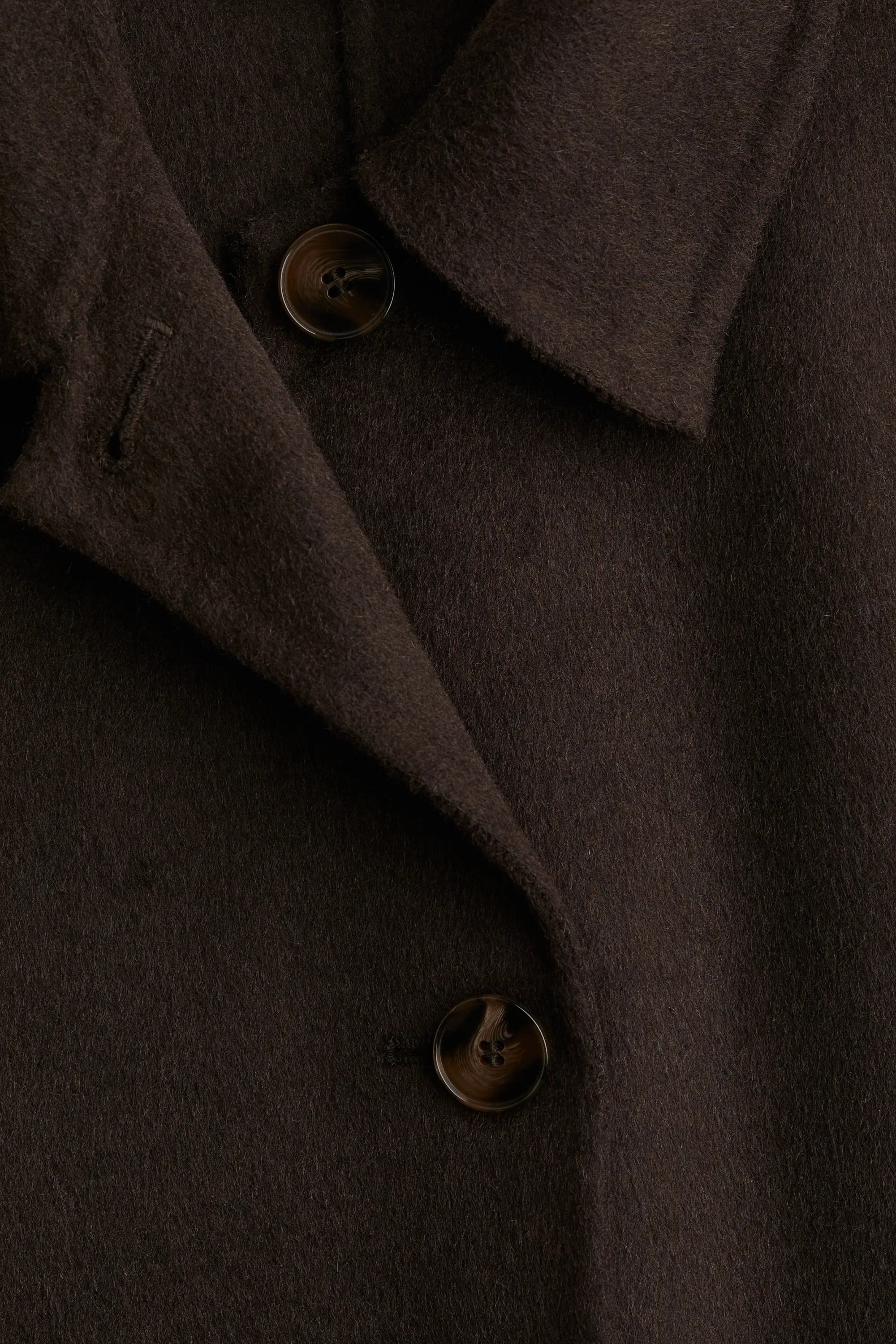 Manteau fait main en laine mélangée - Marron foncé