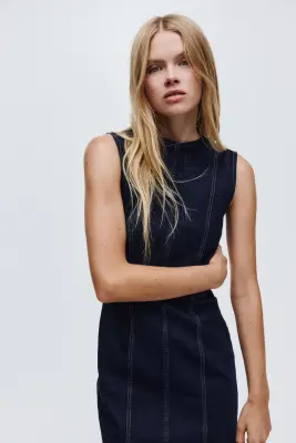 Robe sans manches en denim - Bleu denim foncé — photo 2