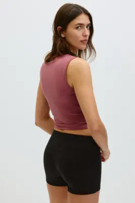 Débardeur de sport Slim Fit avec détail torsadé - Marron pourpre clair — photo 3