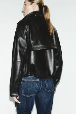 Veste oversize en cuir - Noir — photo 4