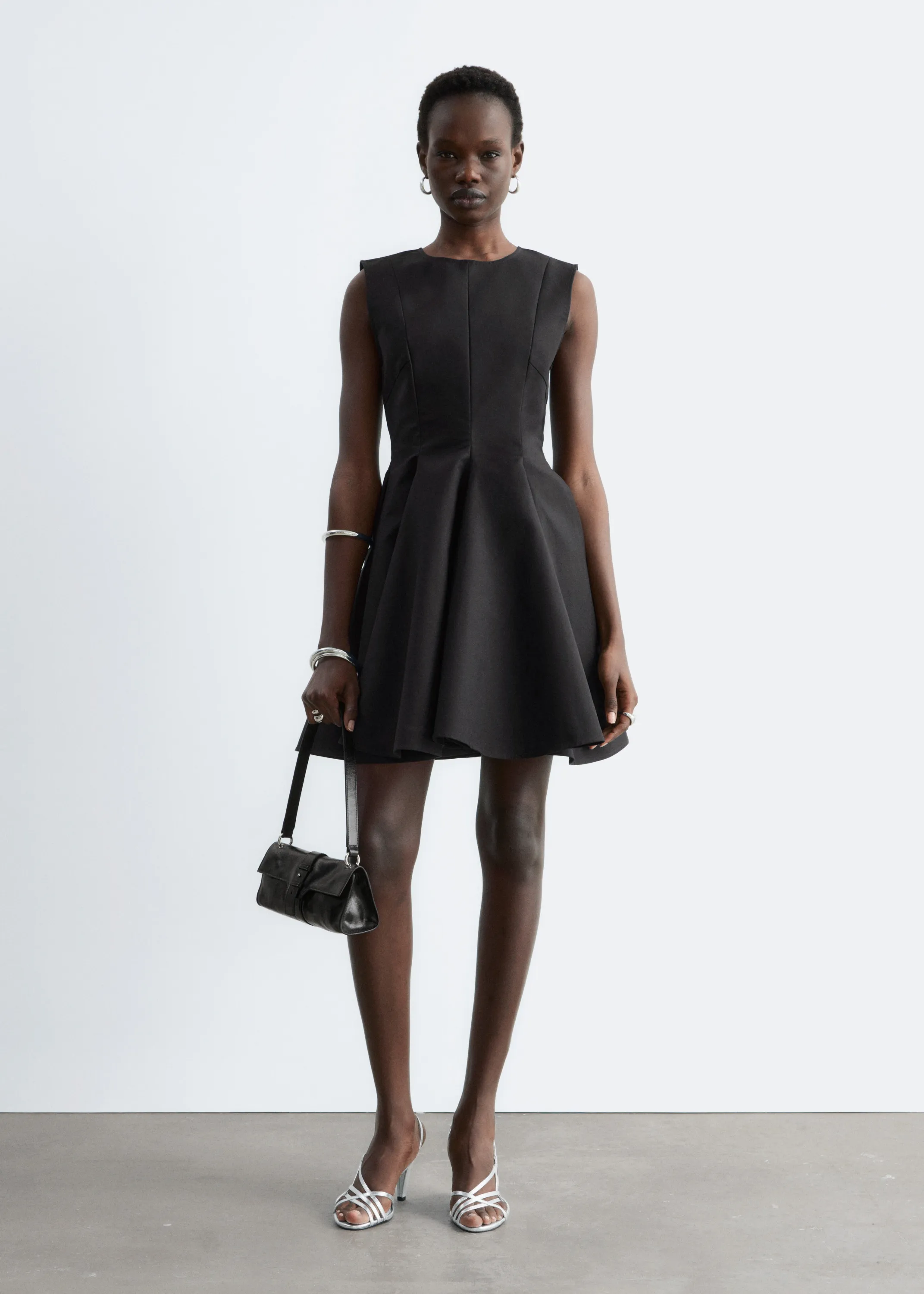 Robe courte plissée - Noir