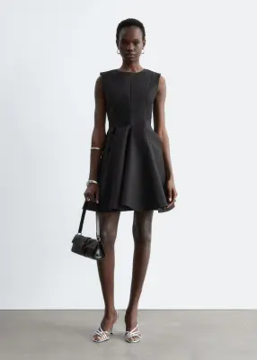 Robe courte plissée - Noir — photo 1