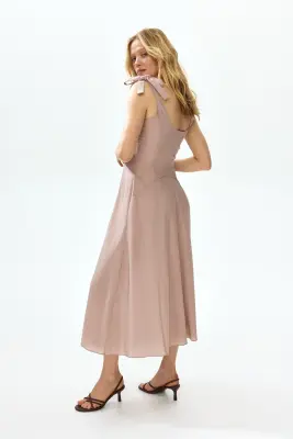 MAMA Robe d'allaitement avec bretelles à nouer - Rose ancien clair — photo 3
