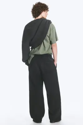 Pantalon de survêtement ample en coton épais - Noir usé — photo 2