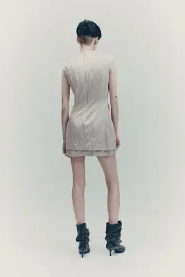Robe en tissu jacquard - Grège clair — photo 3