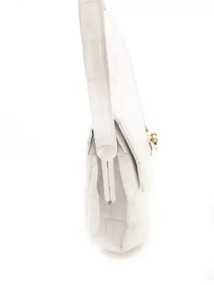Petit sac porté épaule ou main en imitation cuir croco blanc — photo 3