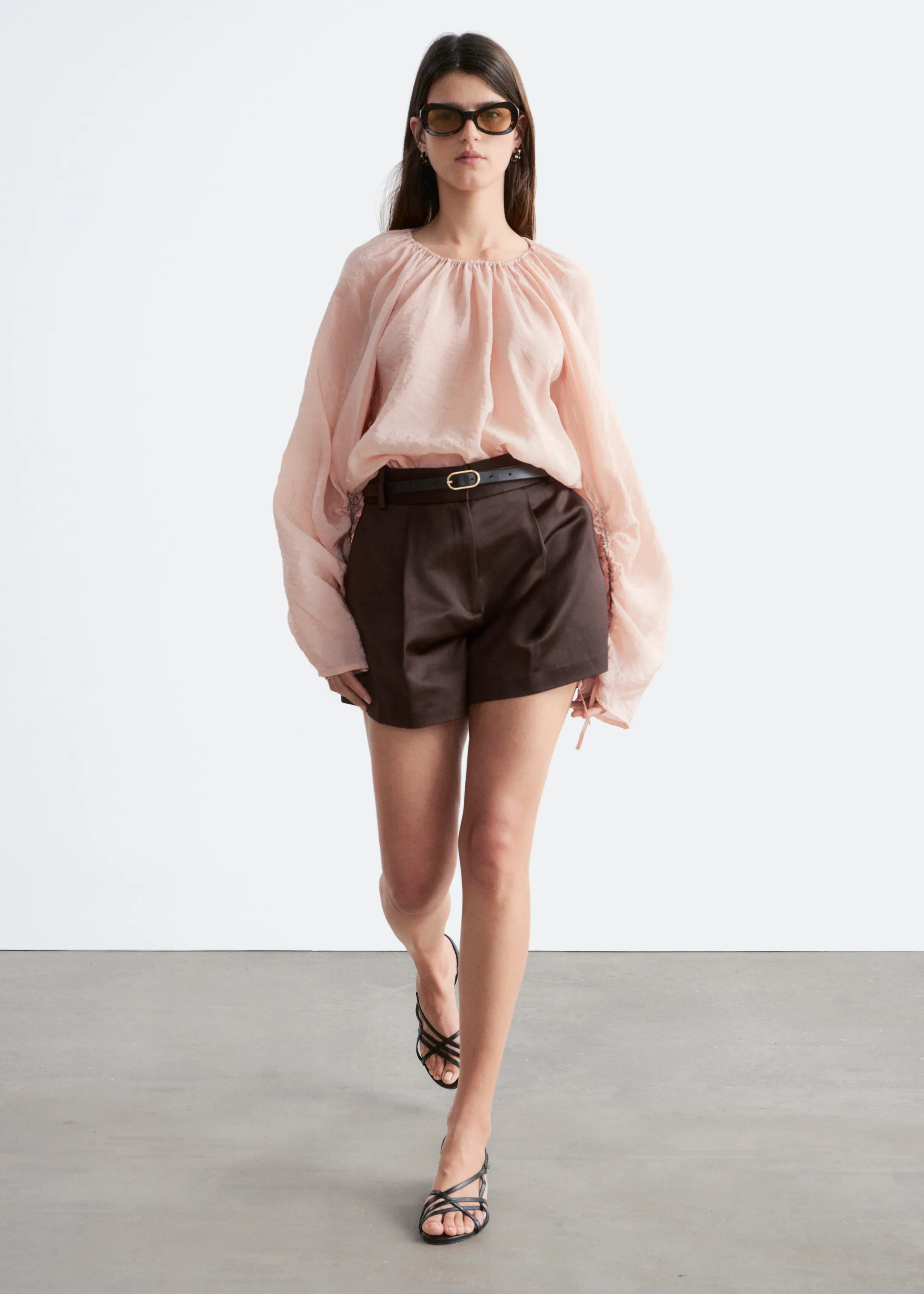 Short trapèze en satin - Marron foncé