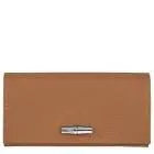 Portefeuille roseau long a rabat naturel cuir