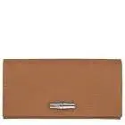 Portefeuille roseau long a rabat naturel cuir
