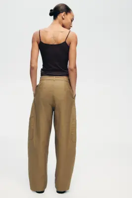 Pantalon cargo avec ceinture à nouer - Vert kaki — photo 3