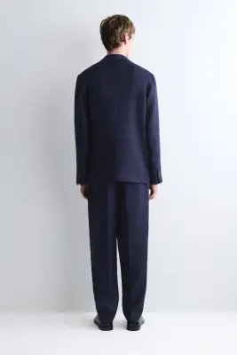 PANTALON FUSELÉ DÉCONTRACTÉ EN LIN - BLEU MARINE — photo 3