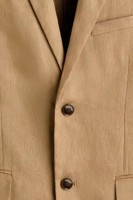 Veste Slim Fit en lin - Beige — photo 4