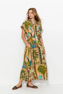 Longue robe-chemise imprimée — photo 3