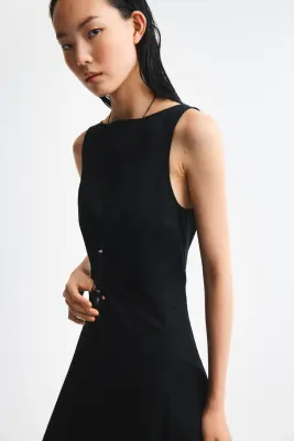Robe découpée en twill - Noir — photo 4