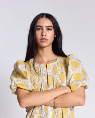 Robe Lavanda imprimé Liberty tournesols jaune — photo 2