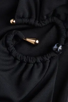 Top asymétrique à effet drapé - Noir — photo 3