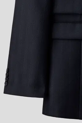 Longue veste à fermeture droite en laine - Noir — photo 2