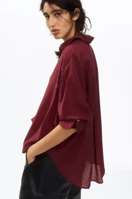 Chemise oversize froissée - Bordeaux — photo 2