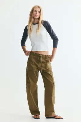 Pantalon cargo - Vert kaki — photo 1