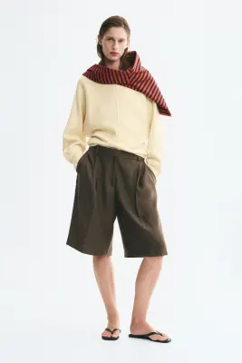 Pull à encolure bateau en viscose mélangée - Jaune clair — photo 2