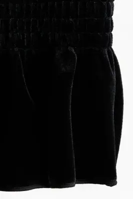 Top bandeau en velours smocké - Noir — photo 2