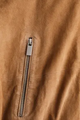 Veste en cuir velours - Beige foncé — photo 3