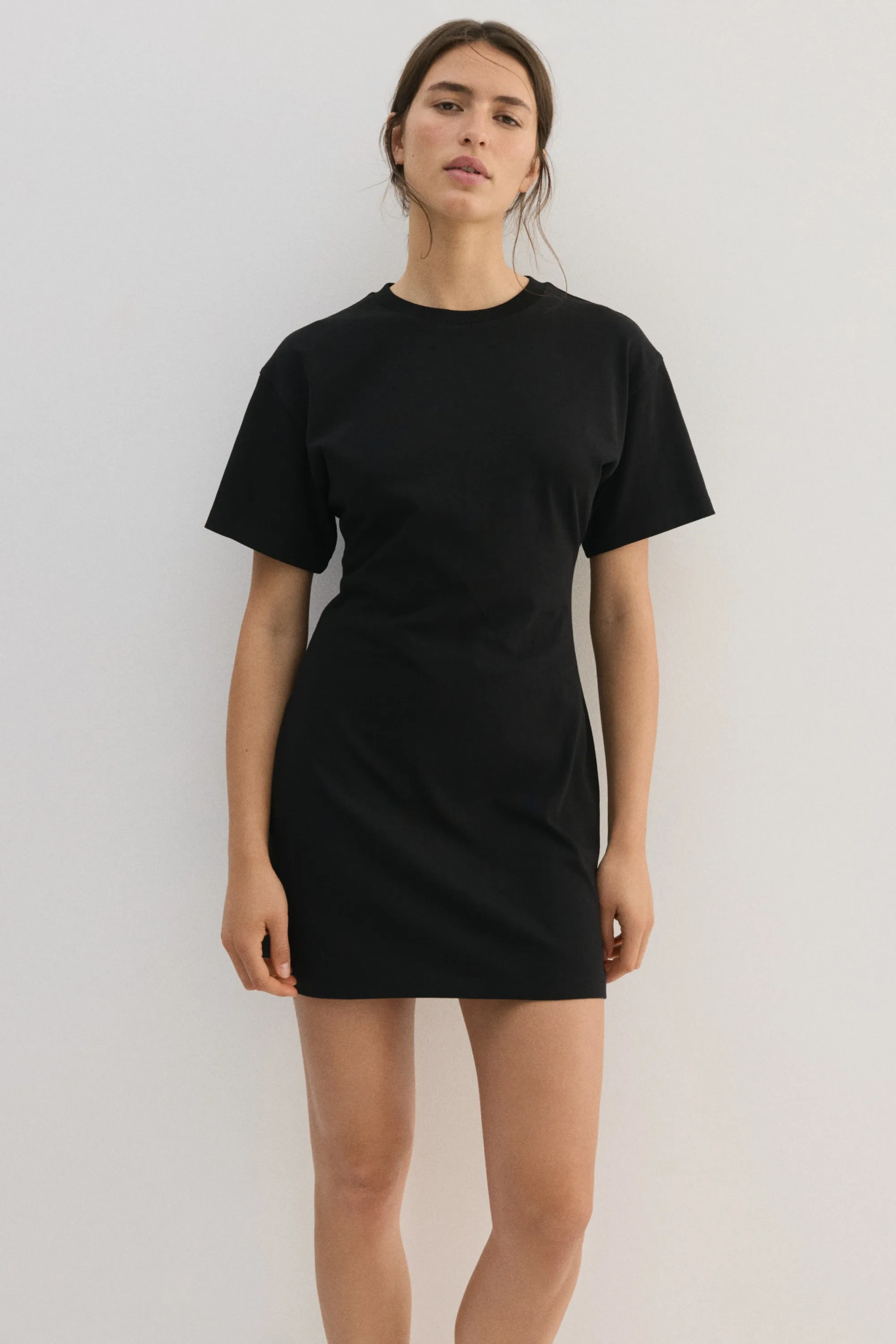 Robe T-shirt sablier en coton - Noir