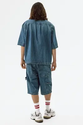 Chemise Relaxed Fit en denim - Bleu denim — photo 3