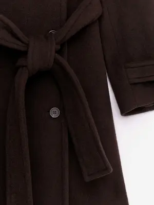 Manteau surdimensionné en laine mélangée - Marron foncé — photo 2