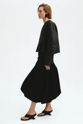 Jupe midi ballon - Noir — photo 2